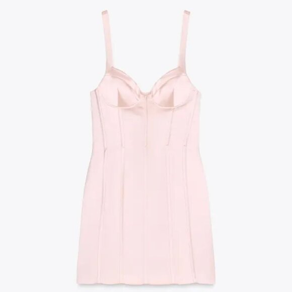 ZARA Pastel Pink Satin Mini Dress – Size S (Ref. 3065/371/621) 💖 - Picture 13 of 15